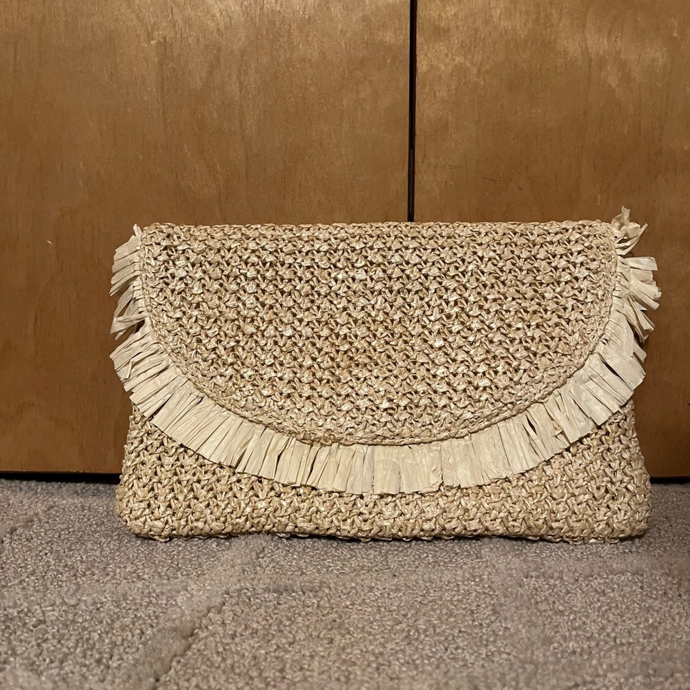 Elegant Cream Woven Clutch